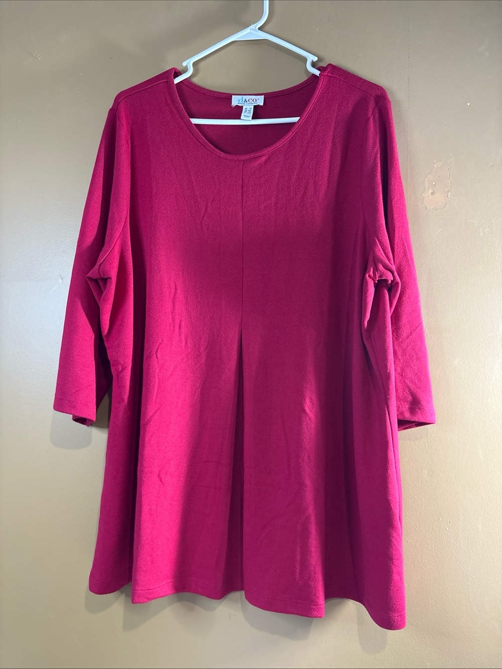 HC1033 Denim & Co Red Shirt  3/4 Sleeves Stretch Size1X A382254